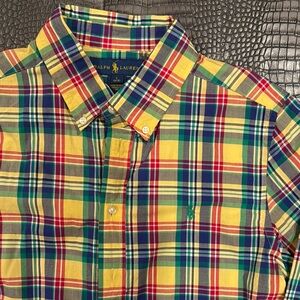 Ralph Lauren Yellow and Red Button Down Shirt Vibrant Plaid